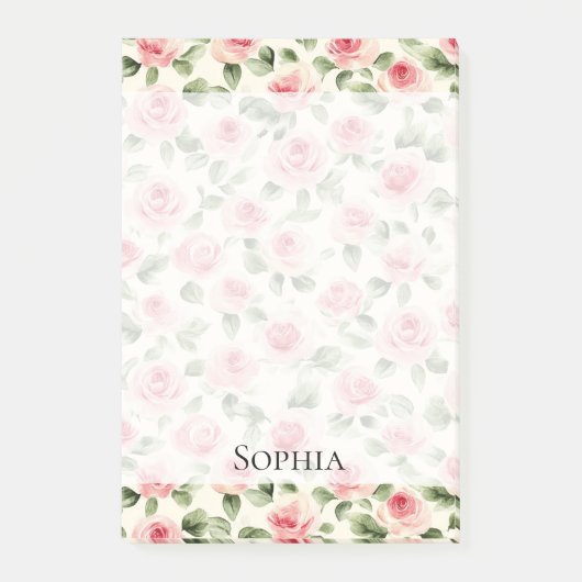  roze rozen Floral Post-it® Notes (Voorkant)