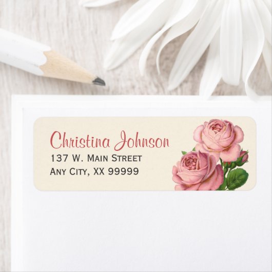 Roze Rozen Floral Return Address Labels (Insitu)
