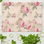 Roze  rozen floreel patroon   theedoek (Gevouwen)