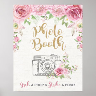 Roze Rozen Fotohokje Prop Bloemige Trouwdecoratie Poster