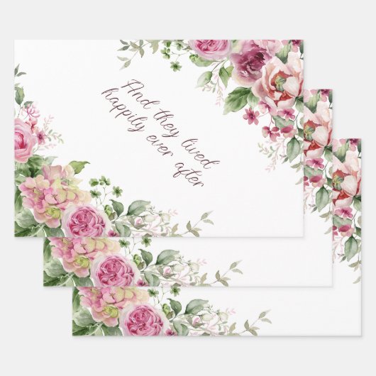 Roze Rozen Frame Persoonlijk  Inpakpapier Vel (Set)