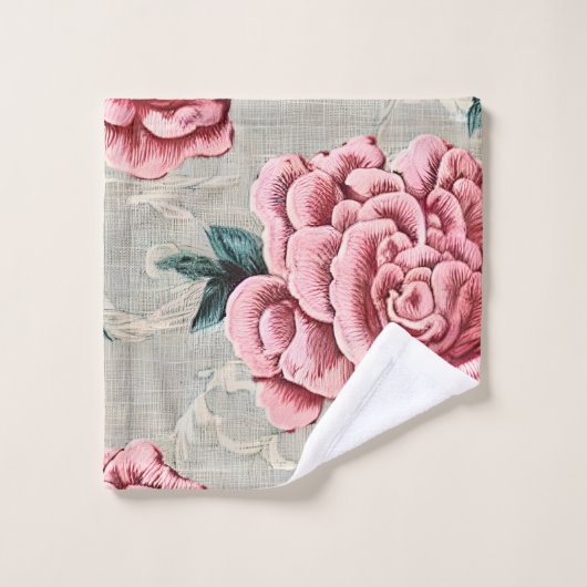 Roze Rozen - Franse landelijke inrichting Bad Handdoek (Wasdoekje)