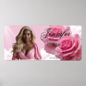 Roze Rozen Funeral Kist Inzetstuk, Herdenkingsteke Poster (Voorkant)