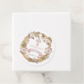 Roze rozen | Gedroogde grassen Flora Girl Baptisme Bedankjes Labels (In situ)