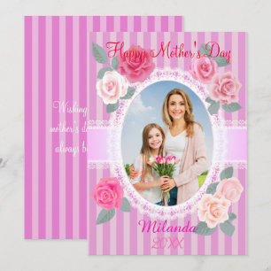 Roze Rozen Gelukkig Moederdag Kaart