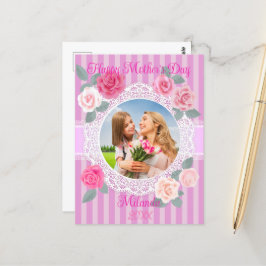 Roze Rozen Gelukkige Moederdag Briefkaart