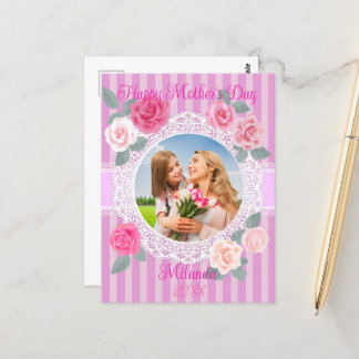 Roze Rozen Gelukkige Moederdag Briefkaart