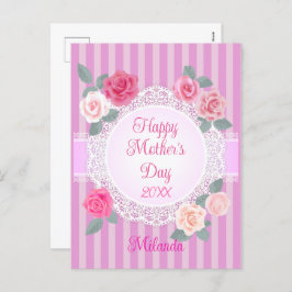 Roze Rozen Gelukkige Moederdag Feestdagenkaart