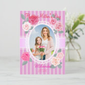 Roze Rozen Gelukkige Moederdag Kaart (Staand voorkant)