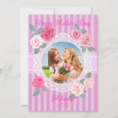 Roze Rozen Gelukkige Moederdag Kaart (Voorkant)
