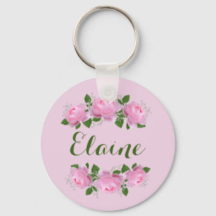 Roze rozen gepersonaliseerde sleutelhanger