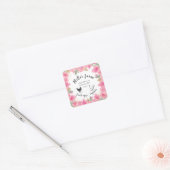 Roze Rozen Goud Bladeren Boerderij Ei Karton Vierkante Sticker (Envelop)