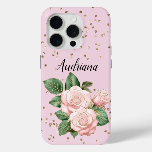 Roze Rozen Goud Confetti Case-Mate iPhone Case (Achterkant)