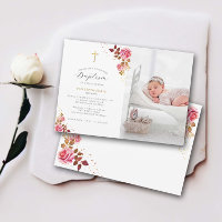Roze Rozen Gouden Kruis Baby Peuter Foto Doop