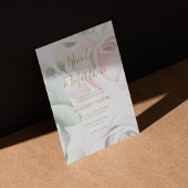 Roze Rozen & Gouden Script Gepersonaliseerde bruil Kaart