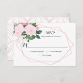 Roze Rozen groen geometrische RSVP (Voorkant / Achterkant)