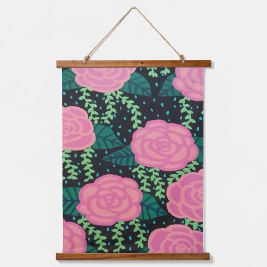 Roze Rozen Hangend Wandkleed (Voorkant)