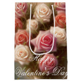 Roze rozen hart bouquet valentijn medium cadeauzakje (Achterkant)