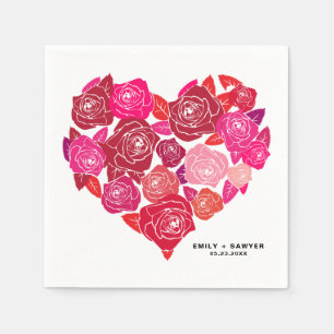 Roze Rozen Hart Cluster Custom Wedding Servetten