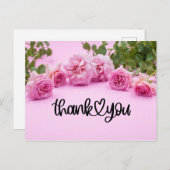 Roze rozen Hartelijk dank voor uw kaart op roze ac (Voorkant / Achterkant)