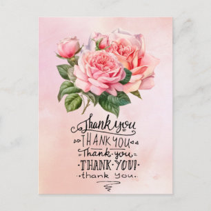Roze rozen Hartelijk dank voor uw kaart op roze ac