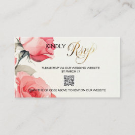 Roze Rozen Huwelijksuitnodiging RSVP Card Visitekaartje