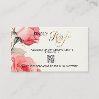 Roze Rozen Huwelijksuitnodiging RSVP Card Visitekaartje