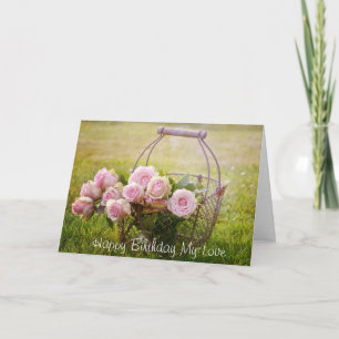 Roze Rozen i een Mand, de elegante Kaart van de