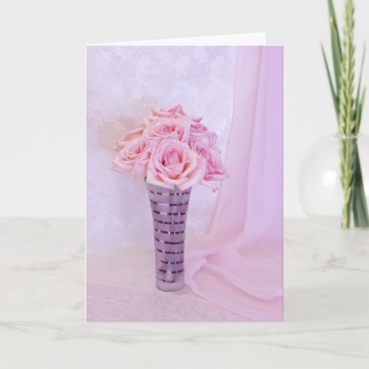 Roze rozen I Feestdagen Kaart (Voorkant)