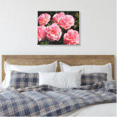 Roze rozen in bloei canvas afdruk (Insitu (Slaapkamer))