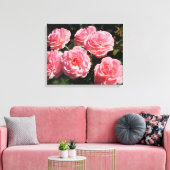 Roze rozen in bloei canvas afdruk (Insitu (Woonkamer))