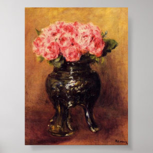 Roze Rozen in China Vaas - Renoir Poster