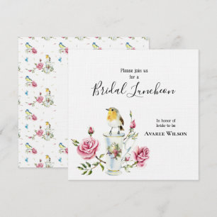 Roze rozen in een Teacup Bridal Shower-uitnodiging Kaart