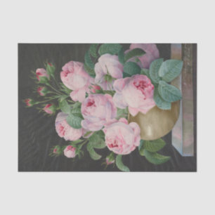Roze rozen in een vaas door Pierre Joseph Tissuepapier