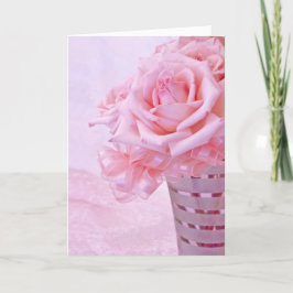 Roze rozen IV Feestdagen Kaart