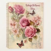 Roze Rozen Junk Journal Style Illustratie Classic Planner (Voorkant)