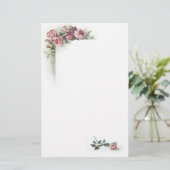 Roze rozen kantoorbenodigdheden briefpapier (Staand voorkant)