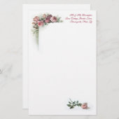 Roze rozen  kantoorbenodigdheden briefpapier (Voorkant / Achterkant)