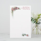 Roze rozen  kantoorbenodigdheden briefpapier (Staand voorkant)