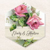  roze Rozen Kartonnen Onderzetters (Voorkant)