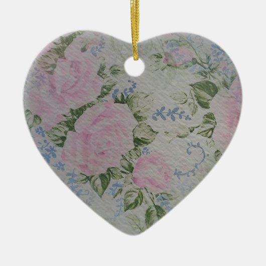 Roze Rozen  Keramisch Ornament (Voorkant)
