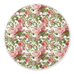 roze rozen keramische knop