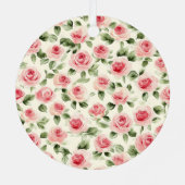  roze rozen kerst metalen ornament (Achterkant)