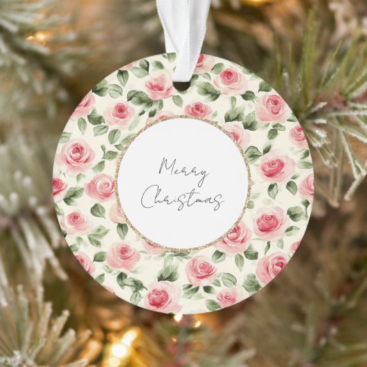 roze rozen kerst ornament (Boom)