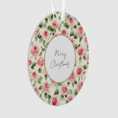 roze rozen kerst ornament (voorkant)