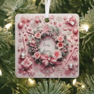 Roze Rozen Kerstmis Dochter Ornament
