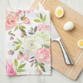 Roze rozen  keukenhanddoeken (Quarter Fold)