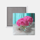 Roze Rozen Koelkast Magneet (Voorkant / Achterkant)