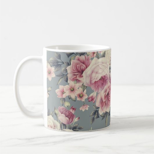 roze rozen koffiemok (Links)