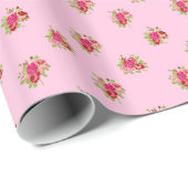 Roze  Rozen Koraalreep Cadeaupapier (Rol Hoek)